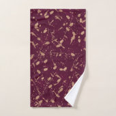 Burgundy & Rose Goud Spat Modern Abstracte Kunst Bad Handdoek (Handdoek)