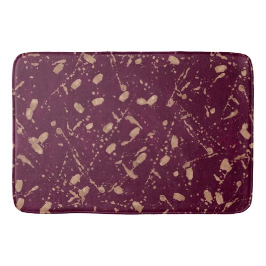 Burgundy & Rose Goud Spatten Moderne Abstracte Kun Badmat (Voorkant)