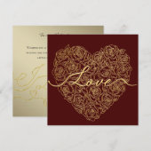Burgundy Rose Heart Typography Valentines Day Feestdagenkaart (Voorkant / Achterkant)