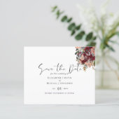 Burgundy Rosegold Floral Wedding Save Date Budget (Staand voorkant)