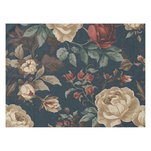 Burgundy roses antique peony distressed tafelkleed (Voorkant (Horizontaal))