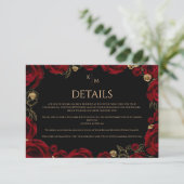 Burgundy Roses Boho Wedding Informatiekaartje (Staand voorkant)
