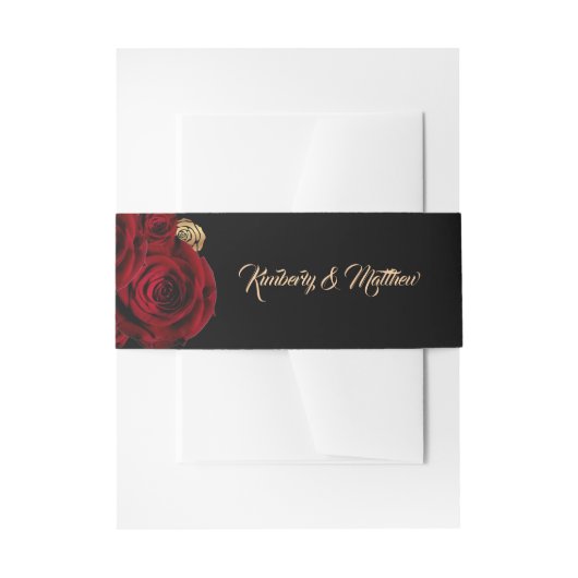 Burgundy Roses Boho Wedding  Uitnodigingen Wikkel (Voorkant Voorbeeld)