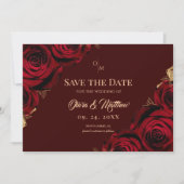 Burgundy Roses Floral Marsala Wedding Save The Date (Voorkant)