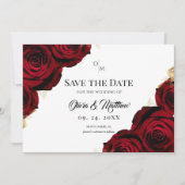  Burgundy Roses Floral Rustic Wedding Save The Date (Voorkant)