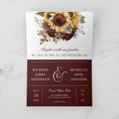 Burgundy Roses Sunflowers QR Code Wedding (Binnen)