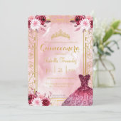 Burgundy Royal Pink Rose Glitter Quinceanera Kaart (Staand voorkant)