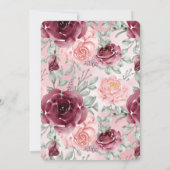 Burgundy Royal Pink Rose Glitter Quinceanera Kaart (Achterkant)