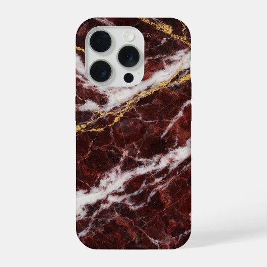 Burgundy Royale Marble with White & Gold Veining iPhone Hoesje (Achterkant)