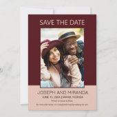 Burgundy Roze 4 Foto Huwelijk Save Datum Save Datu Save The Date (Voorkant)