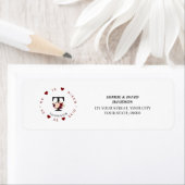 Burgundy Roze Bloem Monogram Retouradres Label (Insitu)