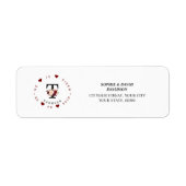 Burgundy Roze Bloem Monogram Retouradres Label (Voorkant)