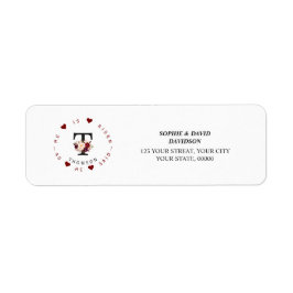Burgundy Roze Bloem Monogram Retouradres Label