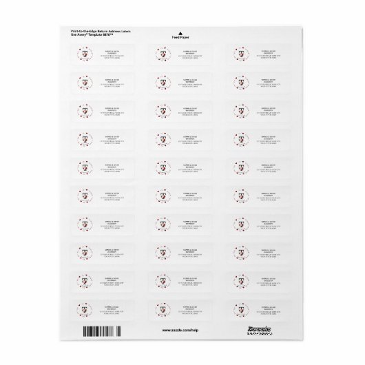 Burgundy Roze Bloem Monogram Retouradres Label (Full Sheet)