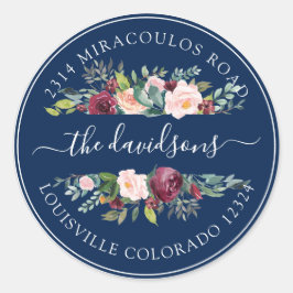 Burgundy Roze Bloem Motief Retouradres Zegel