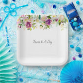 Burgundy Roze Bloemen Bruiloft Papieren Bordje (Feest)