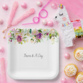 Burgundy Roze Bloemen Bruiloft Papieren Bordje (Feest)