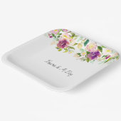 Burgundy Roze Bloemen Bruiloft Papieren Bordje (Gebogen)