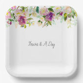 Burgundy Roze Bloemen Bruiloft Papieren Bordje (Voorkant)