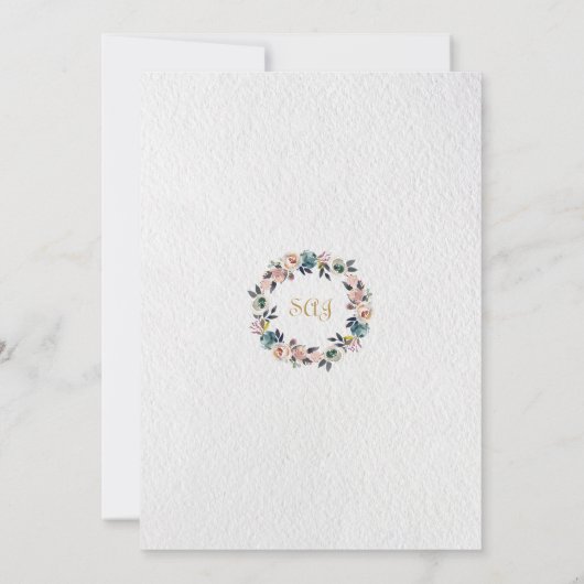 Burgundy Roze Bloemen Gouden Marmer 50e Verjaardag Kaart (Achterkant)