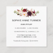 Burgundy Roze Bloemen Professionele Schoonheidssal Vierkante Visitekaartje (Achterkant)