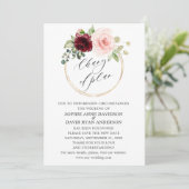 Burgundy Roze Bloemen Trouwplannen Gewijzigd Kaart (Staand voorkant)