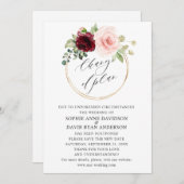 Burgundy Roze Bloemen Trouwplannen Gewijzigd Kaart (Voorkant / Achterkant)