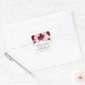 Burgundy Roze Bloemige Bruidsdouche Favorieten Vierkante Sticker (Envelop)