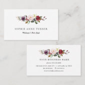 Burgundy Roze Bloemige Professionele Visagist Visitekaartje (Voorkant / Achterkant)