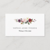 Burgundy Roze Bloemige Professionele Visagist Visitekaartje (Voorkant)