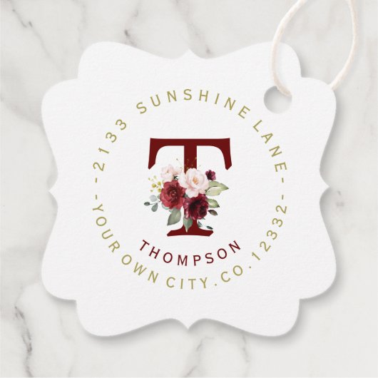 Burgundy Roze Bloemvormig Rond Adreslabel Bedankjes Labels (Achterkant)