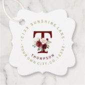 Burgundy Roze Bloemvormig Rond Adreslabel Bedankjes Labels (Voorkant)