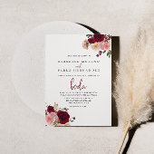 Burgundy Roze Blush Bloem S paanse Trouw  Kaart