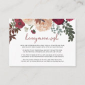 Burgundy Roze Blush Bloemige Honeymoon Wens  Informatiekaartje (Voorkant)