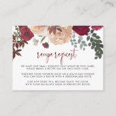 Burgundy Roze Blush Bloemige Trouwrecept Verzoek  Informatiekaartje (Voorkant)