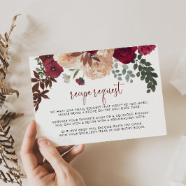 Burgundy Roze Blush Bloemige Trouwrecept Verzoek  Informatiekaartje