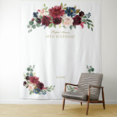 Burgundy Roze Bruiloft Foto Booth Achtergrond Wandkleed (In situ)