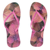 Burgundy, Roze, Crème Bladeren Teenslippers (Voetbed)