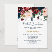 Burgundy, Roze en Midnight Blue Bridal Luncheon Kaart (Voorkant / Achterkant)