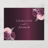 Burgundy roze floral budget bruiloft RSVP-kaart Flyer (Achterkant)