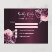 Burgundy roze floral budget bruiloft RSVP-kaart Flyer (Voorkant)