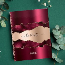 Burgundy roze goud agaat marmer naam 2027 planner