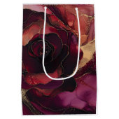 Burgundy Roze Goud Bloemmotief Medium Cadeauzakje (Achterkant)