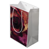 Burgundy Roze Goud Bloemmotief Medium Cadeauzakje (Achterkant Gekanteld)