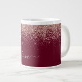 Burgundy Roze Goud Blush Roze Glitter Monogram Grote Koffiekop (Voorkant rechts)