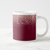 Burgundy Roze Goud Blush Roze Glitter Monogram Grote Koffiekop (Rechts)