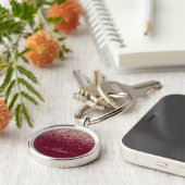 Burgundy Roze Goud Blush Roze Glitter Monogram Sleutelhanger (Zijkant)