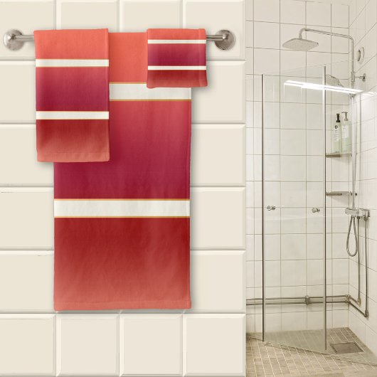 Burgundy Roze Goud Gestreept Bad Handdoek