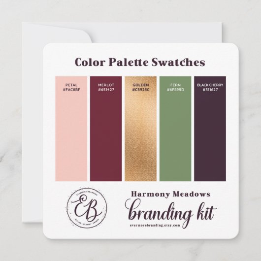 Burgundy Roze & Goud Kleurenpalet Staalkaart Kaart (Voorkant)