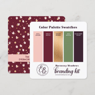 Burgundy Roze & Goud Kleurenpalet Staalkaart Kaart